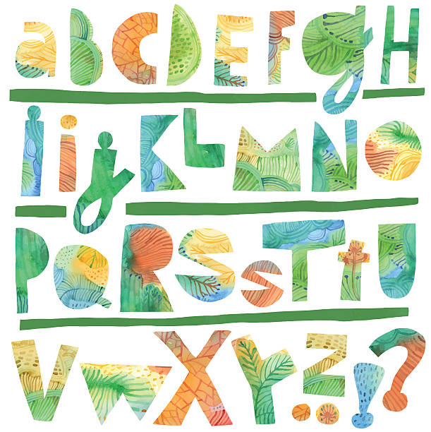 ilustrações, clipart, desenhos animados e ícones de letras de alfabeto pintadas abstratas - u k