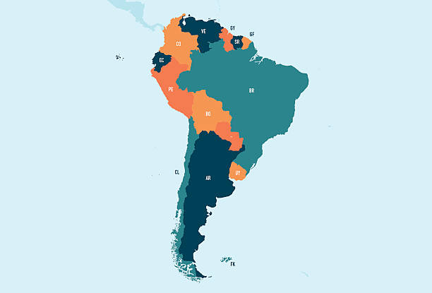 南米のマップ - abbreviation点のイラスト素材／クリップアート素材／マンガ素材／アイコン素材