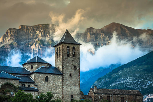 Torla town in Ordesa National pakr in the spanish pyrenees.