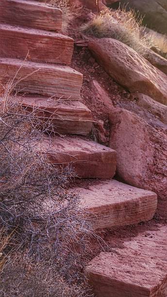 istock Natural Red Volcanic Rock Staircase Hiking Trail, Utah 618756020