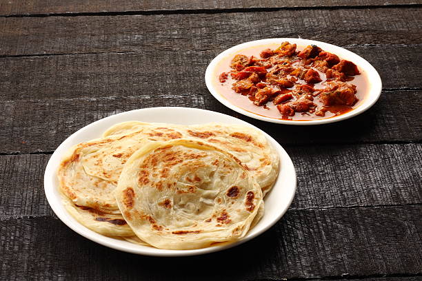 Arabian food Paratha with mutton curry roast, Plate of Arabian food Paratha with mutton curry roast, taftan stock pictures, royalty-free photos & images