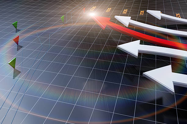 istock Successful arrows with economic data, stock market data 618760766
