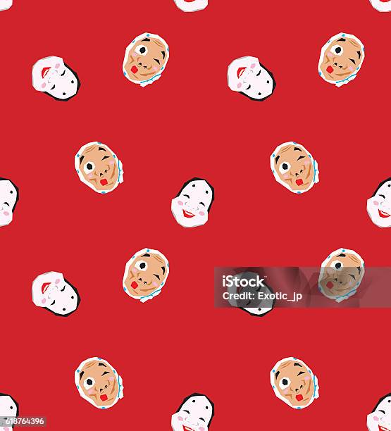 Japanese Mask Pattern Japanese Mask Vector Seamless Pattern Stock Illustration - Download ...