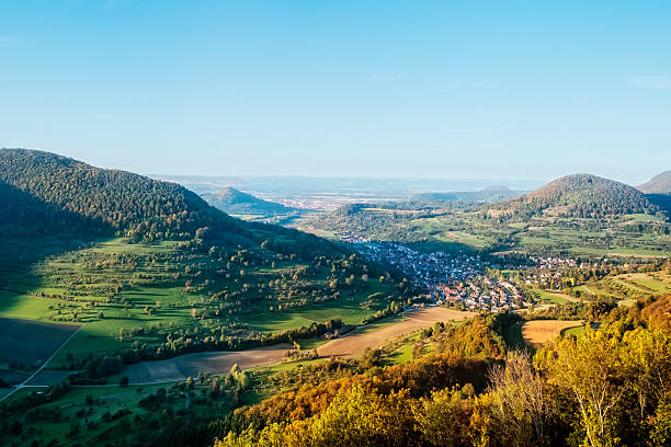 istock Swabian alps panorama view 618828122