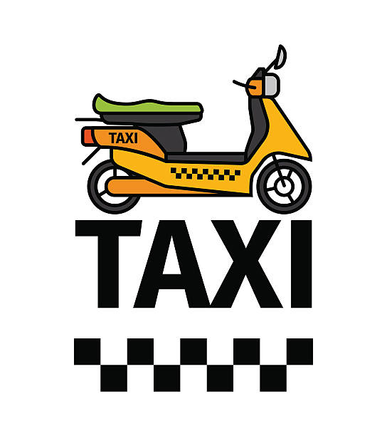 Scooter taxi transport poster Scooter taxi transport, advertising poster, vector illustration autorickshaw stock illustrations
