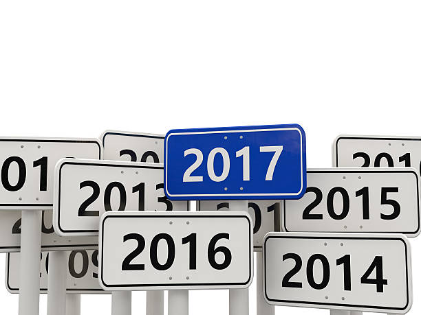 istock 2017 New year on road sign. 618830406