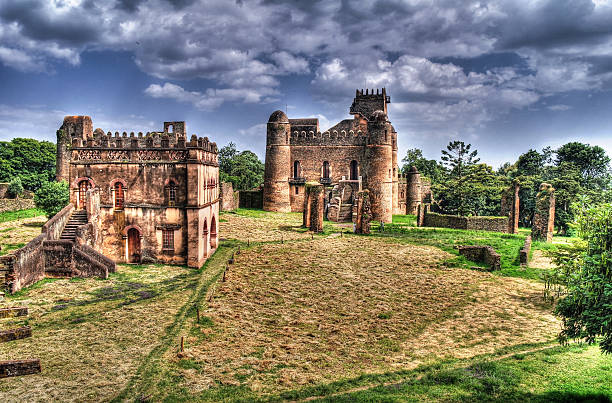 Fasilidas palace in Fasil Ghebbi site Gonder Fasilidas palace in Fasil Ghebbi site , Gonder ancient ethiopia stock pictures, royalty-free photos & images
