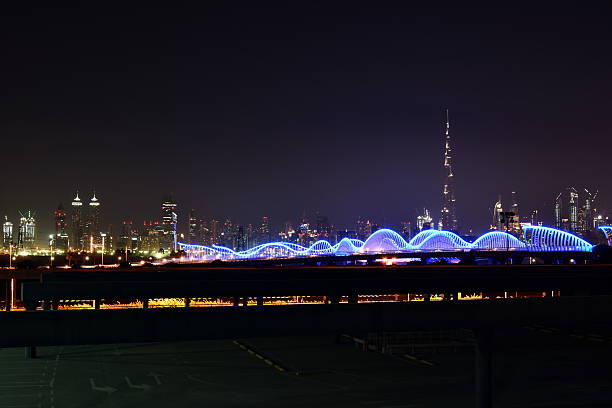 istock Dubai skyline at night from Meydan, United Arab Emirates 618833552