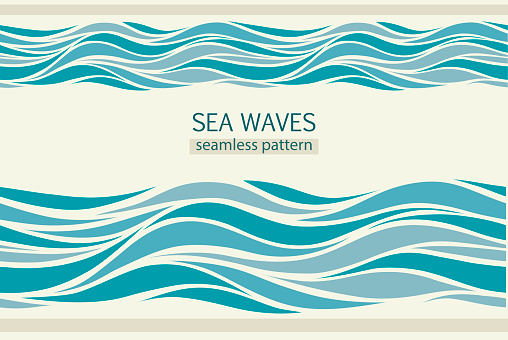 Seamless patterns with stylized waves vintage style