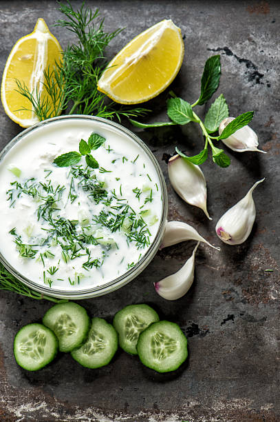 istock Tzatziki sauce ingredients vegetables and herbs 618837320