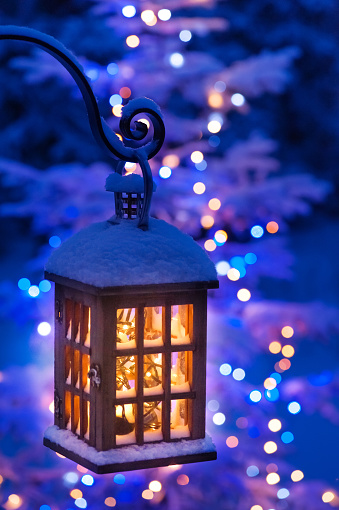 Lantern with Christmas lights