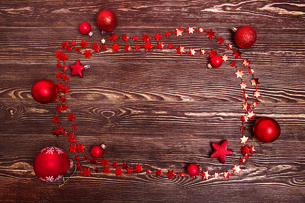 istock Christmas greeting card on wooden table. 618841488