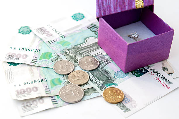 istock White gold ring in gift box is to thousandths bills 618844494