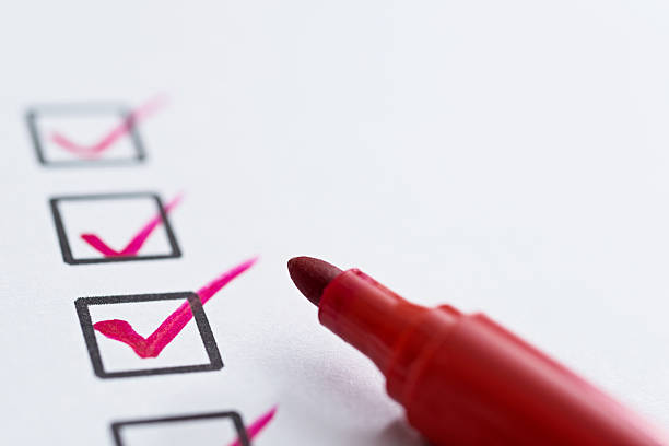 Checklist with check mark Checklist with check mark and red pen. checkbox photos stock pictures, royalty-free photos & images