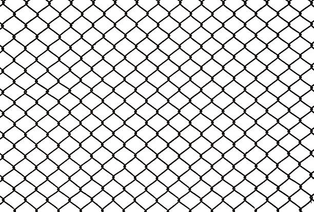 istock black metal mesh fence isolated on white 618846484