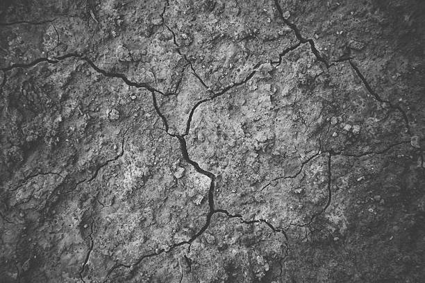 istock Black and White Crack Soil on Dry Season 618848744