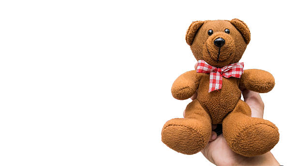 istock Hand holding teddy bear on white background, Clipping-path 618849450