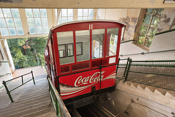 San Sebastian, Spain - October 17, 2016: Ancient centenary funicular train of Igueldo mount on October 17,2016 in San Sebastian, Basque Country, Spain.