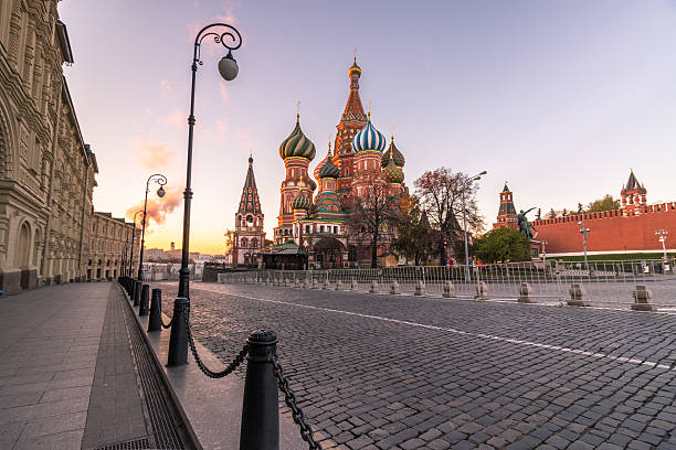istock Saint Basil's Cathedral in Red Square at dawn. Moscow, Russia. 618854336