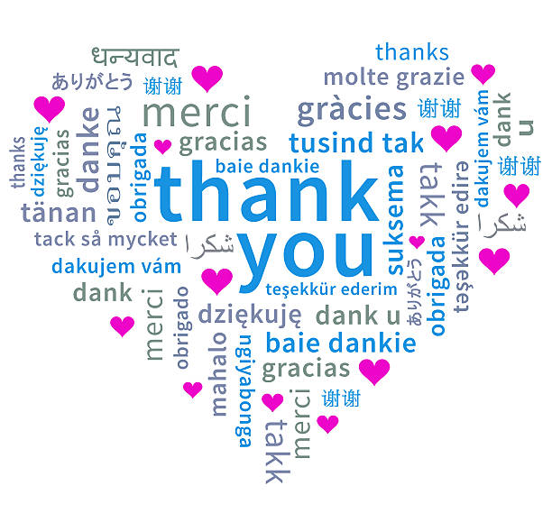 Thank you word cloud A multi lingual thank you word cloud in the shape of a heart, dotted with pink hearts within for a very special thank you. Thank you text in large letters central, with smaller multi-language text (meaning the same) all around. All words start with lower case letters. Clean and simple design. word cloud photos stock pictures, royalty-free photos & images