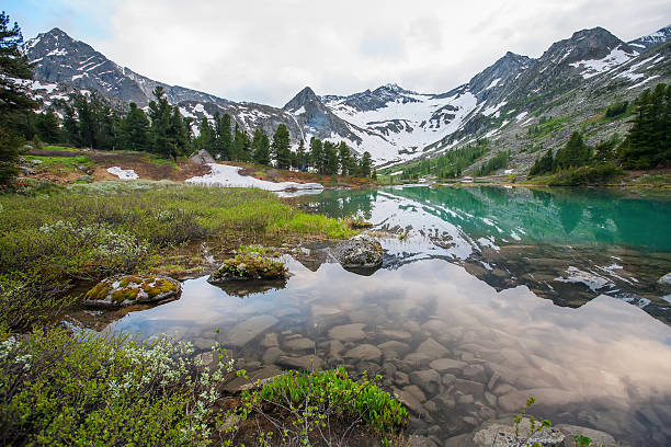 istock Beautiful mountain lake with reflection of nearest mountains 618856452
