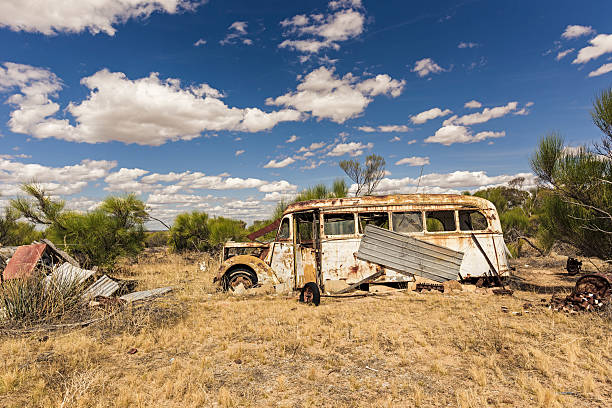 istock Old rusty school bus in Wheatbelt, West Australia, Australia 618859098
