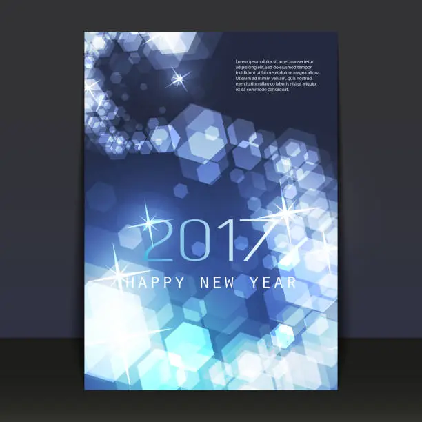 Vector illustration of New Year Flyer, Card or Cover Design Template - 2017