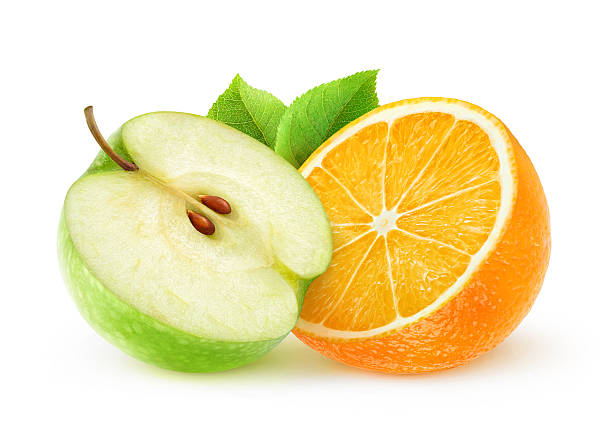 istock Isolated orange and green apple 618861758
