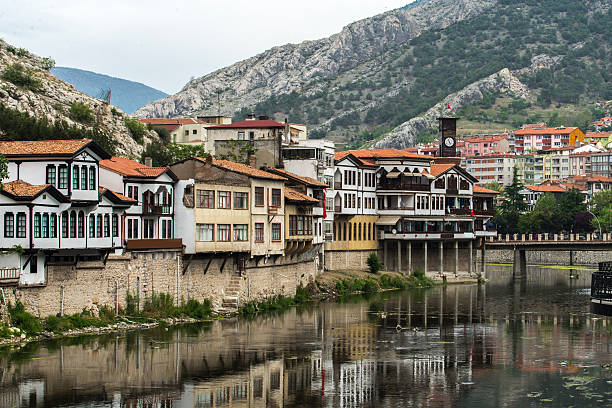 istock Ottoman houses reflected in the river, Amasya, Turkey 618862120