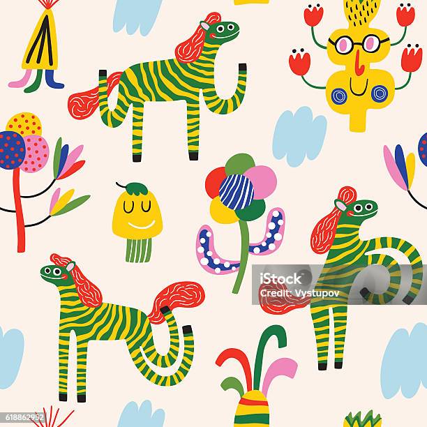 Colorful Zebras Stock Illustration - Download Image Now - Animal Body Part, Animal Ear, Animal Eye