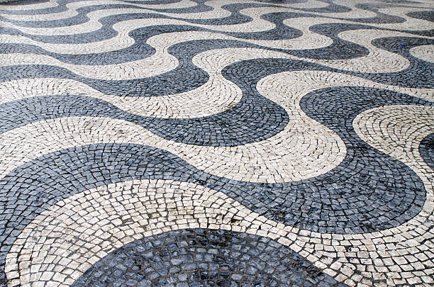istock Waves designed with stone pavement at Praca Dom Pedro IV 618864792