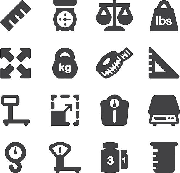 weights scales unit silhouette icons | eps10 - weight stock illustrations
