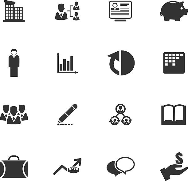 бизнес иконы набор - men file document businessman stock illustrations