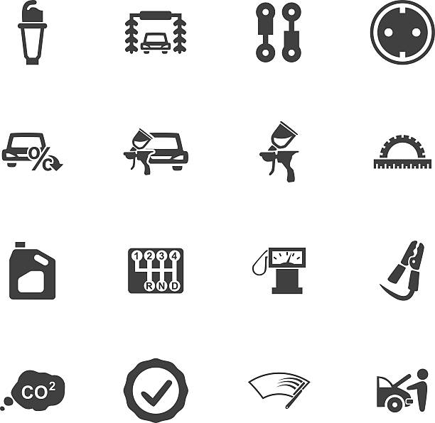 Car service icon set Car service maintenance icons set for website design colorado flag art pictures stock illustrations