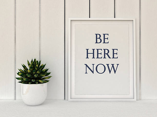 istock Slow living concept. Inspiration motivation quote Be here now. 618868788