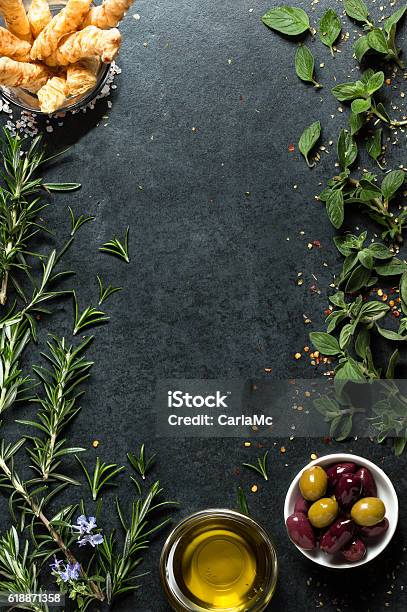 Food Menu Background Stock Photo - Download Image Now - Olive - Fruit,  Cooking Oil, High Angle View - iStock