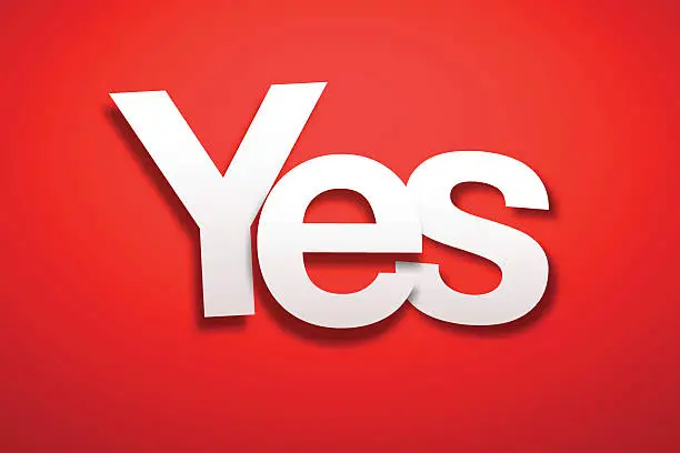 Vector illustration of Yes Sign with Red Background - Paper Font