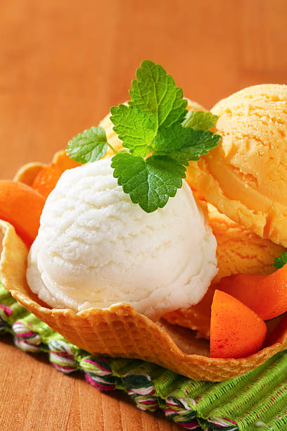 istock Scoops of apricot ice cream 618874300