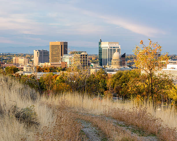 istock Country road and Boise Skyline 618935974