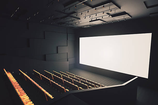 istock Movie theater with blank screen 618936326