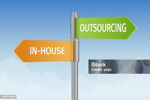 Outsourcing Vs Inhouse Stock Illustration - Download Image Now - Outsourcing, Technology, Business