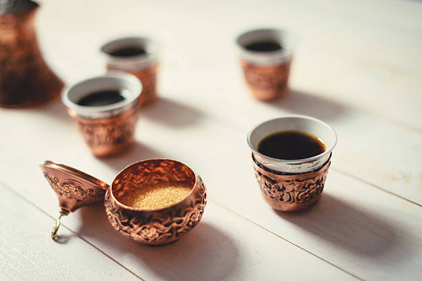 istock Turkish coffee in bronze coffee cups 618941810
