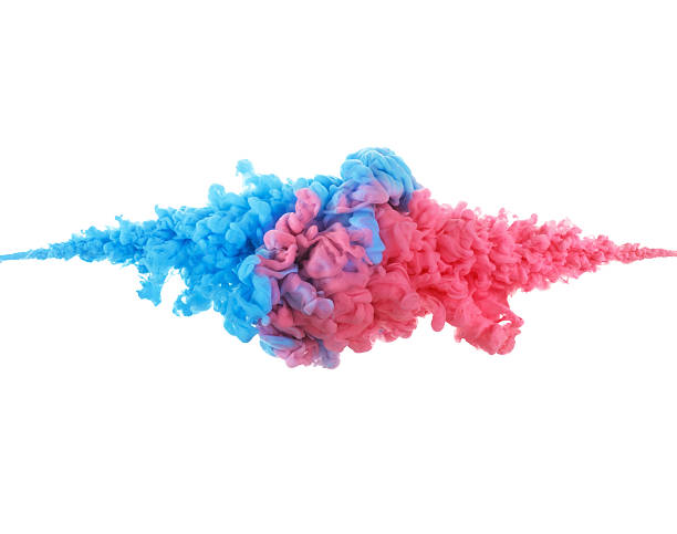 Acrylic colors and ink in water. Abstract background isolated white.