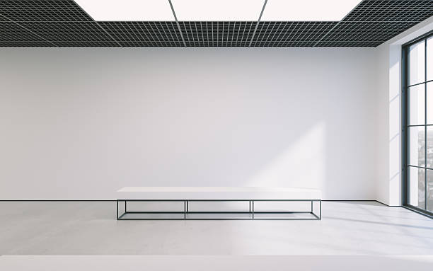 istock Modern empty minimalistic interior of exhibition with clean walls. Loft 618943834
