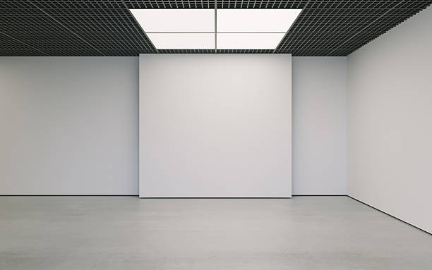 istock Modern empty minimalistic interior of exhibition with clean walls. Loft 618943922
