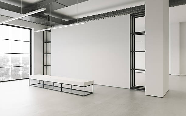 istock Modern empty minimalistic interior of exhibition with clean walls. Loft 618944312
