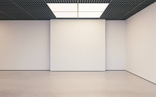 istock Modern empty minimalistic interior of exhibition with clean walls. Loft 618944508