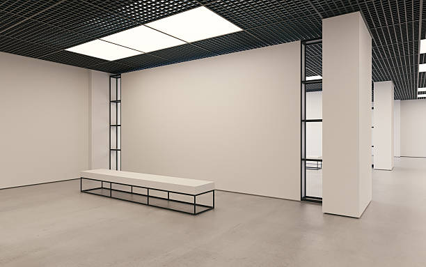 istock Modern empty minimalistic interior of exhibition with clean walls. Loft 618944574