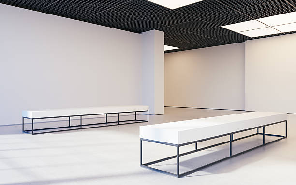 istock Modern empty minimalistic interior of exhibition with clean walls. Loft 618944696