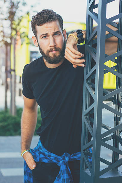 istock Handsome stylish man in hipster plaid shirt 618944730